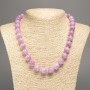 Necklace lilac "Kunzite" smooth bead, diameter 12mm+-, length 50cm+- made from white jade stone (synth. dyed)
