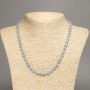 Necklace grey-blue "Aquamarine" smooth bead, diameter 6mm+-, length 50cm+- made from white jade stone (synth. dyed)