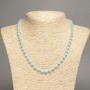 Necklace pale blue "Aquamarine" smooth bead, diameter 6mm+-, length 50cm+- made from white jade stone (synth. dyed)