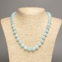 Necklace pale blue "Aquamarine" smooth bead, diameter 10mm+-, length 50cm+- made from white jade stone (synth. dyed)