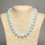Necklace pale blue "Aquamarine" smooth bead, diameter 12mm+-, length 50cm+- made from white jade stone (synth. dyed)