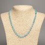 Necklace sky-blue "Aquamarine" smooth bead, diameter 6mm+-, length 50cm+- made from white jade stone (synth. dyed)