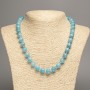 Necklace sky-blue "Aquamarine" smooth bead, diameter 10mm+-, length 50cm+- made from white jade stone (synth. dyed)
