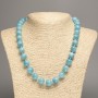 Necklace sky-blue "Aquamarine" smooth bead, diameter 12mm+-, length 50cm+- made from white jade stone (synth. dyed)