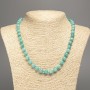 Necklace light green "Aquamarine" smooth bead, diameter 8mm+-, length 50cm+- made from white jade stone (synth. dyed)