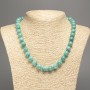Necklace light green "Aquamarine" smooth bead, diameter 10mm+-, length 50cm+- made from white jade stone (synth. dyed)