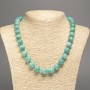 Necklace light green "Aquamarine" smooth bead, diameter 12mm+-, length 50cm+- made from white jade stone (synth. dyed)