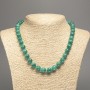 Green "Aquamarine" Necklace, Smooth Round Beads, Diameter 10mm+/-, Length 50cm+/-, White Jade Stone (Synthetic Dyed)
