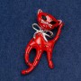 Kitten Brooch, red and black acrylic, silver-tone metal 53x25mm