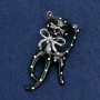 Kitten Brooch, white and black acrylic, silver-tone metal 53x25mm