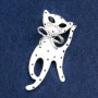 Kitten Brooch, white and black acrylic, silver-tone metal 53x25mm