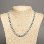 Necklace "Colours of Summer" blue-cyan smooth ball, diameter 6mm+/-, length 50cm+/- made from white jade stone (synth. dyed)