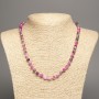 Necklace "Colours of Summer" white-green-raspberry smooth bead, diameter 6mm+-, length 50cm+- made of white jade (synth. dyed)
