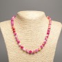 Necklace "Summer Colours" white-pink-russet smooth bead, diameter 8mm +/-, length 50cm +/- made from white jade stone (synth. dyed)