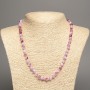Necklace "Summer Colours" white-lilac-russet smooth bead, diameter 6mm +/-, length 50cm +/- made from white jade stone (synth. dyed)