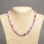 Necklace "Summer Colours" white-lilac-russet smooth bead, diameter 8mm +/-, length 50cm +/- made from white jade stone (synth. dyed)