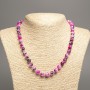 Necklace "Colours of Summer" white-grey-raspberry smooth bead, diameter 8mm+/-, length 50cm+/- made of white jade stone (synthetic dyed)