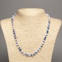 Necklace "Summer Colours" white-blue smooth bead, diameter 6mm +/-, length 50cm +/- made from white jade stone (synth. dyed)