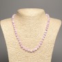 Necklace "Summer Colours" white-lilac smooth bead, diameter 6mm +/-, length 50cm +/- made from white jade stone (synth. dyed)