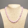 Necklace "Summer Colours" white-lilac smooth bead, diameter 8mm +/-, length 50cm +/- made from white jade stone (synth. dyed)