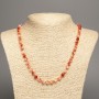 Necklace "Summer Colours" white-russet smooth bead, diameter 6mm +/-, length 50cm +/- made from white jade stone (synth. dyed)