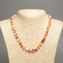 "Summer Colours" Necklace, white-rust smooth bead, diameter 8mm+/-, length 50cm+/- made of white jade stone (synth. dyed)