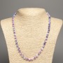 "Summer Colours" Necklace, white-raspberry-blue smooth bead, diameter 6mm+/-, length 50cm+/- made of white jade stone (synth. dyed)