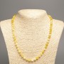 "Summer Colours" Necklace, white-mustard smooth bead, diameter 6mm+/-, length 50cm+/- made of white jade stone (synth. dyed)