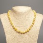 "Summer Colours" Necklace, white-mustard smooth bead, diameter 8mm+/-, length 50cm+/- made of white jade stone (synth. dyed)