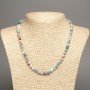 "Summer Colours" Necklace, white-rust-blue smooth bead, diameter 6mm+/-, length 50cm+/- made of white jade stone (synth. dyed)