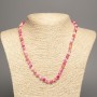 "Summer Colours" Necklace, white-yellow-raspberry smooth bead, diameter 6mm+/-, length 50cm+/- made of white jade stone (synth. dyed)