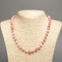 "Summer Colours" Necklace, white-pink smooth bead, diameter 8mm+/-, length 50cm+/- made of white jade stone (synth. dyed)
