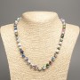 Necklace "Summer Colours" white-blue-pink-green smooth bead, diameter 8mm+/-, length 50cm+/- made from white jade stone (synthetic dyed)