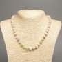 Necklace "Summer Colours" white-pink-green smooth bead, diameter 8mm+/-, length 50cm+/- made from white jade stone (synthetic dyed)