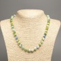 Necklace "Summer Colours" white-blue-green smooth bead, diameter 8mm+/-, length 50cm+/- made from white jade stone (synthetic dyed)