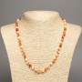 Necklace "Summer Colours" white-rust smooth bead, diameter 6mm+/-, length 50cm+/- made from white jade stone (synthetic dyed)