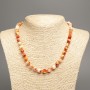 Necklace "Summer Colours" white-rust smooth bead, diameter 8mm+/-, length 50cm+/- made from white jade stone (synthetic dyed)