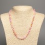 Necklace "Summer Colours" white-yellow-pink smooth bead, diameter 6mm+/-, length 50cm+/- made from white jade stone (synthetic dyed)