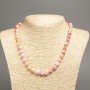 Necklace "Summer Colours" white-yellow-pink smooth bead, diameter 8mm+/-, length 50cm+/- made from white jade stone (synthetic dyed)