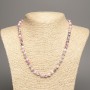 Necklace "Colours of Summer" White-Grey-Pink Smooth Beads, Diameter 6mm+/-, Length 50cm+/-, White Jade (Synthetic Dyed)