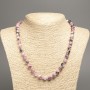 Necklace "Colours of Summer" White-Grey-Pink Smooth Beads, Diameter 8mm+/-, Length 50cm+/-, White Jade (Synthetic Dyed)