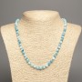 Necklace "Colours of Summer" White-Blue Smooth Beads, Diameter 6mm+/-, Length 50cm+/-, White Jade (Synthetic Dyed)