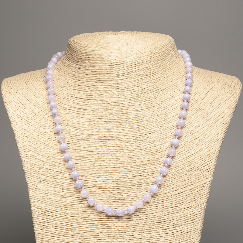 Necklace "Colours of Summer" Lilac Smooth Beads, Diameter 6mm+/-, Length 50cm+/-, White Jade (Synthetic Dyed)