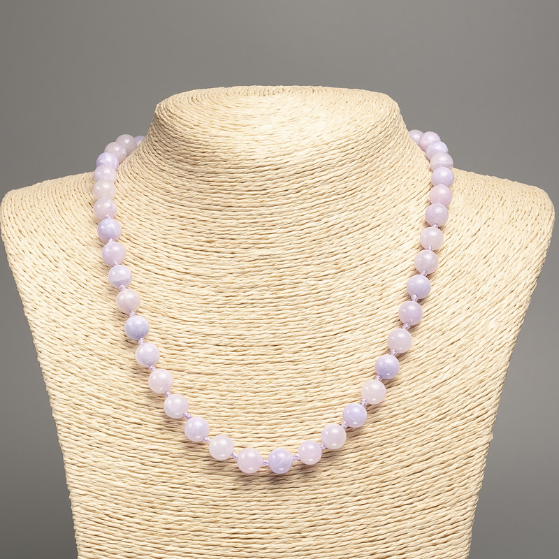 Necklace "Colours of Summer" Lilac Smooth Beads, Diameter 8mm+/-, Length 50cm+/-, White Jade (Synthetic Dyed)