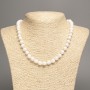 White Agate Necklace (Pressed) Smooth Beads, Diameter 8mm+/-, Length 47cm+