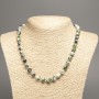 Necklace "Colours of Summer" White-Green-Grey Smooth Beads, Diameter 8mm+/-, Length 50cm+/-, White Jade (Synthetic Dyed)