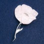 Flower Brooch, Pink Pearl with Glitter, Silver Metal, 70x46mm