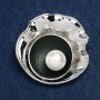 Brooch Accent Shell with white Majorica pearl grey metal 44x42mm