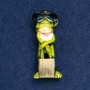 Brooch-pendant Frog with a Suitcase green enamel, gold-coloured metal 45x18mm +