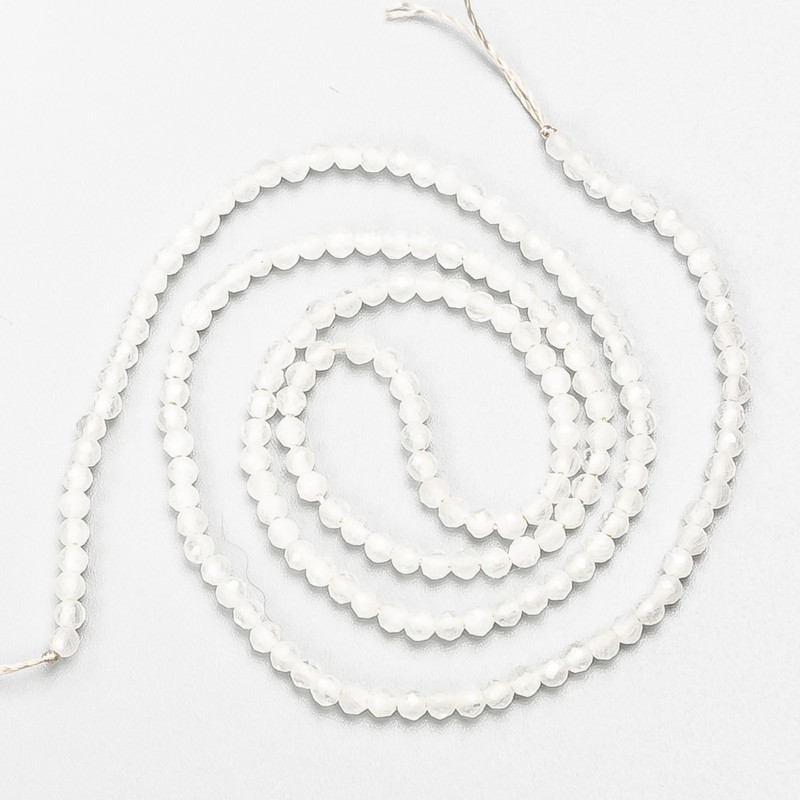 Small Synthetic Spinel Beads, Crystal Faceted Round, Diameter 2mm+/-, on a Thread, Length 37cm
